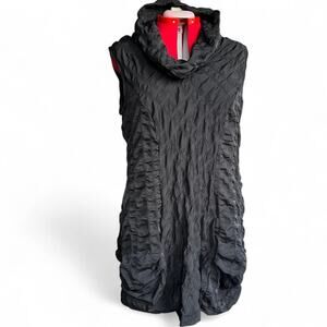 Niche Boutique Elegant Black Pucker Mini Dress With Cowl Neckline